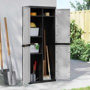 vidaXL Móvel de arrumação para exterior 65x37x165 PP cinzento e preto