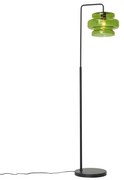 Candeeiro de pé retro preto com vidro verde - Denise