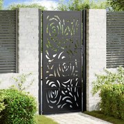 vidaXL Portão de jardim 105x205 cm preto design de chama de aço