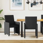 vidaXL Cadeiras de Jantar com Rodas 2 pcs Preto 58 x 65 x 94 cm tecido