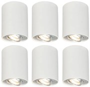 Conjunto de 6 focos brancos rotativos e inclináveis - Rondoo 1 Up Design,Moderno