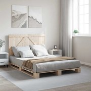 vidaXL Estrutura de cama com cabeceira 140x200 cm pinho maciço