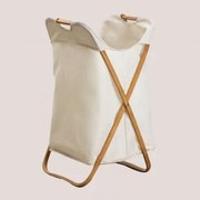 Cesto Para Roupa Em Bambu E Poliéster Brais Branco Quebrado - Sklum