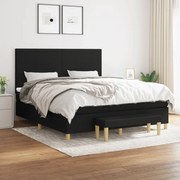 vidaXL Cama com molas/colchão 180x200 cm tecido preto