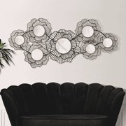 DECORAÇÃO DE PAREDE OSAKA COM ESPELHOS 121x5x56 CM PRETO/DOURADO