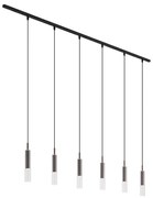 Sistema de calhas de iluminação moderno preto com 6 candeeiros suspensos em bronze escuro monofásico - Slimline Loyce