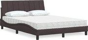 vidaXL Cama com colchão Hanko 140x200 cm tecido castanho-escuro