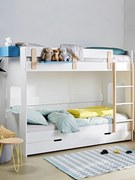 Gaveta com rodas para cama de criança, Come branco