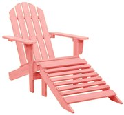 Cadeira Adirondack para jardim com otomano abeto maciço rosa