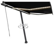 vidaXL Toldo automático com LED e sensor de vento 350x250 cm antracite