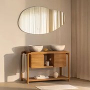 Conjunto De Móvel De Casa De Banho Em Madeira De Teca Bradley 2 X Irregular Em Cimento Branco ↔︎40 Cm Fedro & - Sklum