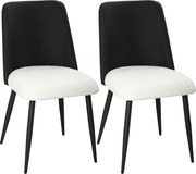 HOMCOM Conjunto de 2 Cadeiras de Cozinha com Encosto em PU Pernas de Aço e Assento Acolchoado 47,5x57x84 cm Preto e Bege | Aosom Portugal