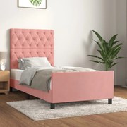 vidaXL Estrutura de cama c/ cabeceira 80x200 cm veludo rosa