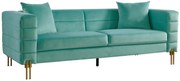 Sofá LARIOS – 3 Lugares – 208x84x71 cm – Tecido Veludo Verde Água 58 e