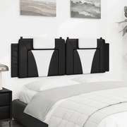 vidaXL Almofadão de cabeceira 160 cm couro artificial preto e branco