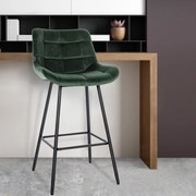 Banco de bar Weston em veludo e com estrutura preta 49 x 104 x 56 cm Verde escuro