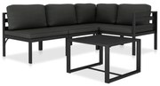 vidaXL 5 pcs conjunto lounge jardim com almofadões alumínio antracite