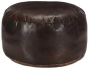 vidaXL Pufe 60x30 cm couro de cabra genuíno castanho-escuro