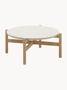 Mesa de apoio redonda para jardim em madeira de eucalipto e terrazzo Pola