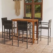 7 pcs conjunto de bar para jardim cinzento