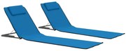 vidaXL Colchões de praia dobráveis 2 pcs aço e tecido azul
