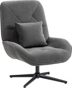 HOMCOM Poltrona de Destaque Giratória Poltrona Estofada em Chenille com Almofada Lombar Encosto Alto Assento Profundo Cinza Escuro | Aosom Portugal