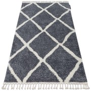 Tapete BERBER CROSS B5950 cinzento/branco Franjas berbere marroquino shaggy