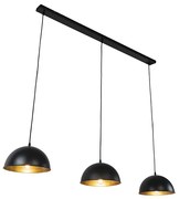 Candeeiro suspenso industrial preto/ouro 3-luzes - MAGNAX Industrial