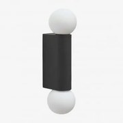 Aplique De Parede Com 2 Bolas De Cristal Para Exterior Em Alumínio Irvine Preto - Sklum