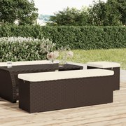 vidaXL Banco otomana com almofadão 110x30x40 cm vime PE castanho