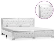 vidaXL Estrutura de cama em couro artificial 180x200 cm branco