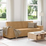 vidaXL Sofá de 3 lugares 180 cm veludo castanho