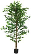 HOMCOM Planta Figueira Artificial com Tronco Realista 180 cm  Vaso e 1260 Folhas Decoração para Casa Verde