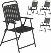 Outsunny Conjunto de 4 Cadeiras Dobráveis para Jardim com Apoios de Braços Encosto e Assento Estrutura Metálica 55x63x93 cm Preto | Aosom Portugal