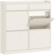 HOMCOM Sapateira Estreita com 4 Portas Sapateira para Entrada com 2 Gavetas para 8 Pares de Sapatos 98x19,2x95,3 cm Branco | Aosom Portugal