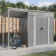 vidaXL Abrigo de jardim com teto extensível cinza claro 277x107x181 cm aço