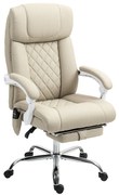 HOMCOM Cadeira para Escritório com Massagem Reclinável Aquecimento Apoio para Pés e Controlo Remoto 66x70x112-120 cm Bege | Aosom Portugal