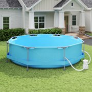 Piscina Redonda diâmetro de 3,6 metros com Estrutura Metálica e Bomba de Filtro Capacidade de 6125 L para Jardim Azul