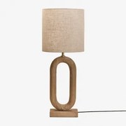 Candeeiro De Mesa Em Madeira De Manga Tiberia Madeira De Manga & Areia Clara Castanho Ø30 Cm - ↑30 Cm Arlina - Sklum