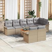 vidaXL Conjunto de Sofá de Jardim de 9 Peças com Almofadas em Rattan Bege e Madeira de Acácia