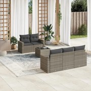 vidaXL 6 pcs conjunto sofás de jardim com almofadões vime cinzento