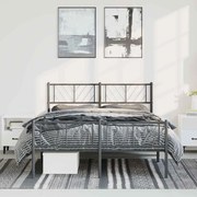 vidaXL Estrutura de cama com cabeceira e pés 150x200 cm metal preto