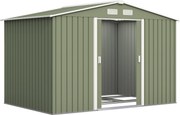 Outsunny Abrigo de Jardim Abrigo Metálico para Armazenamento de Ferramentas com Base de Reforço 4,83m² 277x195x192 cm Verde Claro | Aosom Portugal