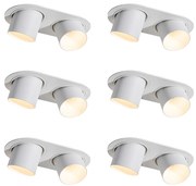 Conjunto de 6 focos embutidos brancos GU10 50mm 2-Light - Installa Moderno