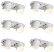 Conjunto de 6 focos embutidos brancos GU10 50mm 2-Light - Installa