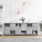 vidaXL Aparadores 3 pcs derivados de madeira cinzento cimento