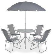 vidaXL 6pcs conjunto de jantar para jardim textilene cinzento