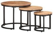 vidaXL Mesas de apoio 3 pcs madeira de acácia maciça