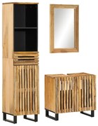 vidaXL 3 pcs conj. móveis p/ casa de banho mangueira áspera maciça