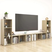 vidaXL Móveis de TV 4 pcs 107x35x37 cm contraplacado carvalho sonoma